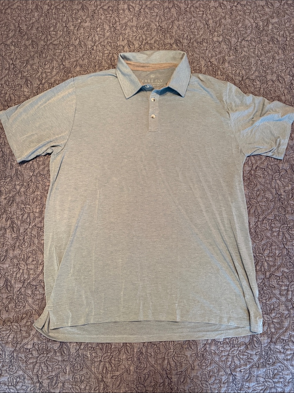 Free Fly Apparel Men's Heather Gray Polo - Short Sleeve Performance Shirt